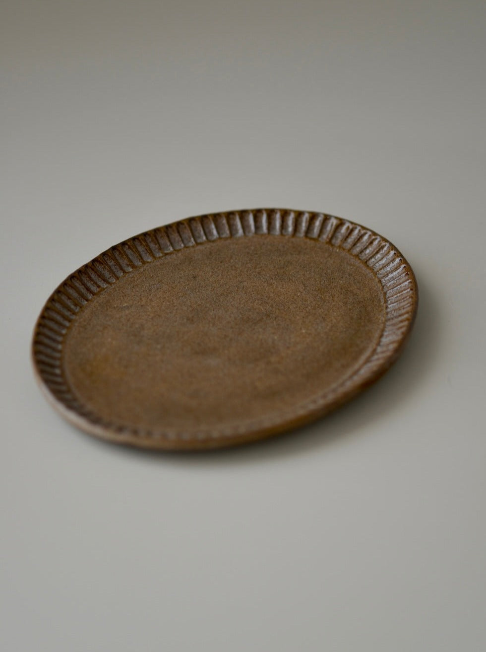 Hand Carved Roasted Wheat Oval Plate